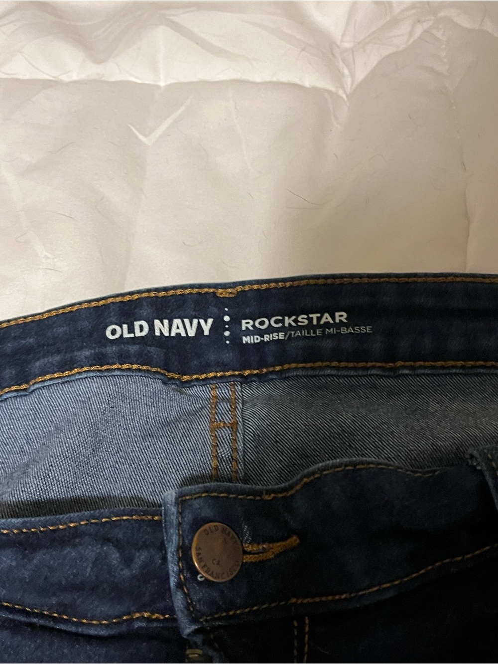 Old Navy Rockstar Mid-Rise Jeans — Dark Blue Denim